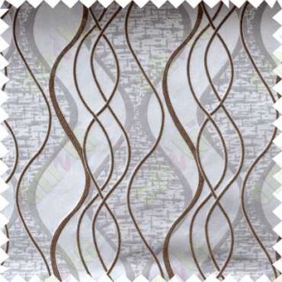 Brown Silver Vertical Flowing Waves Poly Main Curtain Designs